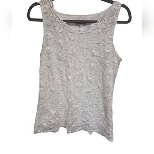 Vintage 90s Tahari Blouse Tank Aruthr S Levine Women's Sz L White  Floral‎